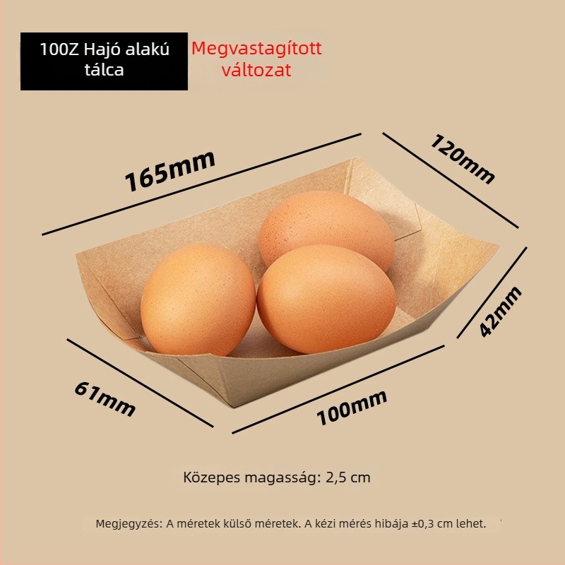 Egyszer használatos Kraftpapír hajó doboz, nyitott tál, 10 csomag, logónyomtatás és testreszabás elérhető