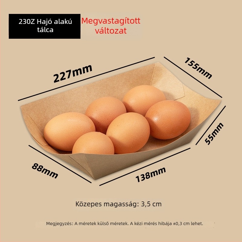 Egyszer használatos Kraftpapír hajó doboz, nyitott tál, 10 csomag, logónyomtatás és testreszabás elérhető