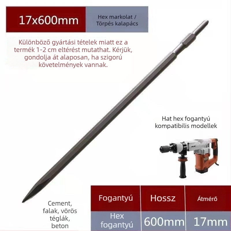 Elektromos ütvefúró készlet — önélező dárdák, 65A hegyes lapos, négyszögletes/kerek/ Hatszögletű fogantyúkkal (Shine Cast)
