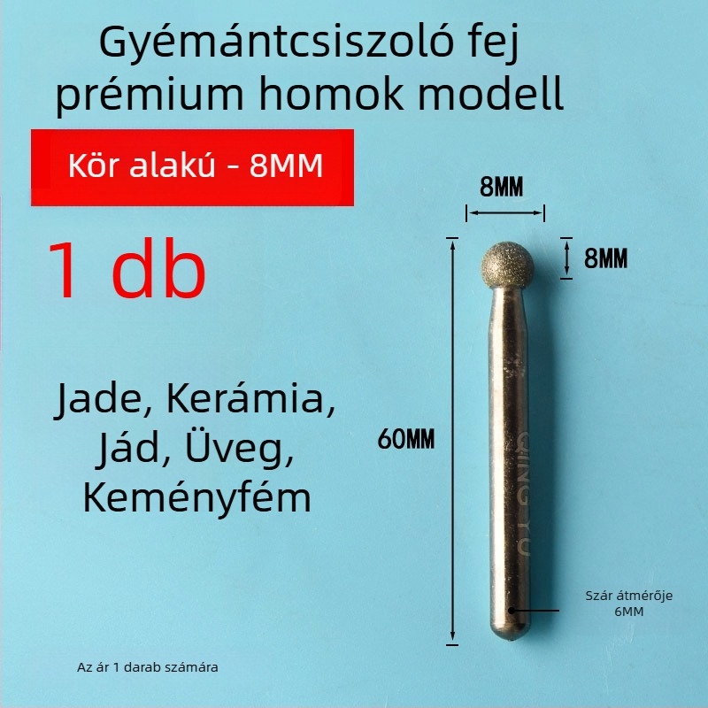 Diamant csiszolófej kerámia csempékhez és jáde faragáshoz, elektromos csiszolófej emery ötvözetből, finom szemcse