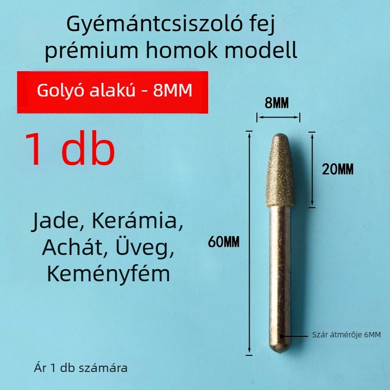 Diamant csiszolófej kerámia csempékhez és jáde faragáshoz, elektromos csiszolófej emery ötvözetből, finom szemcse