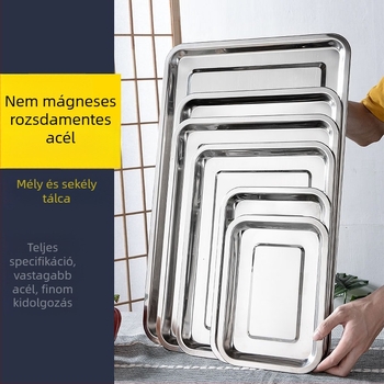 201 rozsdamentes acél téglalap alakú tál grillhez, párolt rizshez és dumplingokhoz