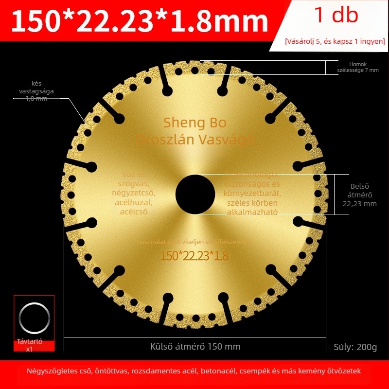 Fémekhez való szögvágó korong – gyémántvágó korong rozsdamentes acélhoz, szögvas, négyzetcső és menetes acél vágására – San Platinum Lion