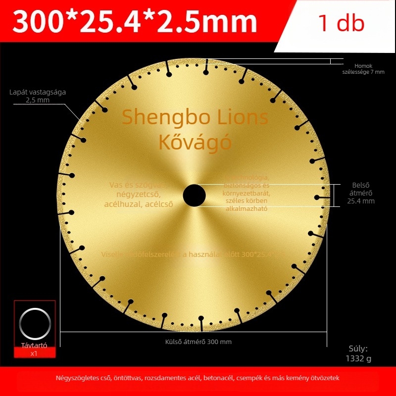 Fémekhez való szögvágó korong – gyémántvágó korong rozsdamentes acélhoz, szögvas, négyzetcső és menetes acél vágására – San Platinum Lion