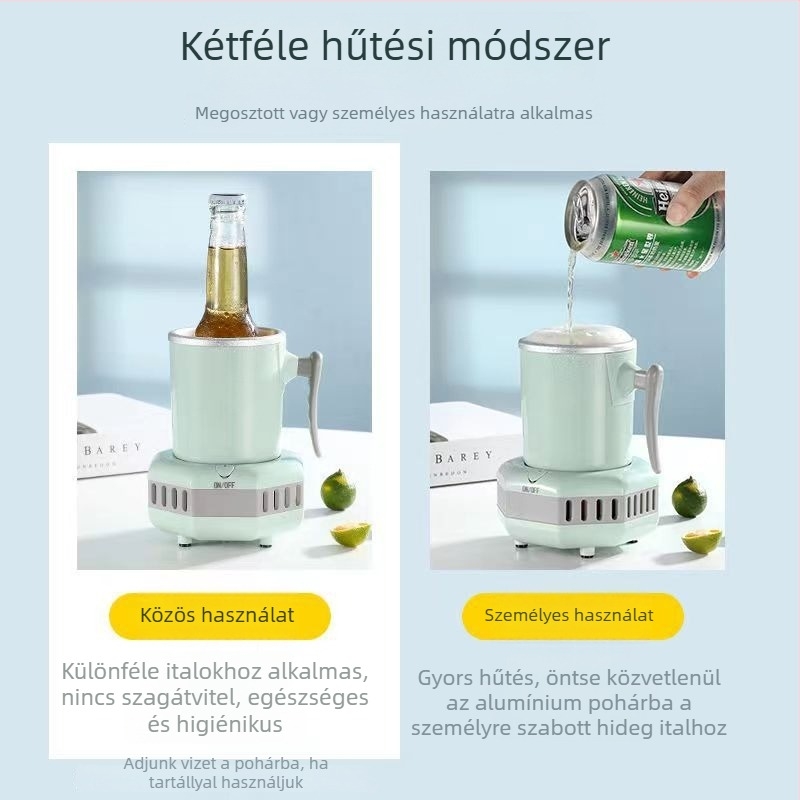 Sör- és italok hűtő-fűtő pohár, 420 ml, műanyag test, 60 W, 8 cm átmérő