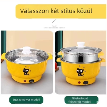 Elektrikus forró edény kettős rétegű belső rozsdamentes acél edénnyel, mindent-egyben kialakítás, gombos vezérlés, kapacitás 2,1–4 L, modell ZC0035