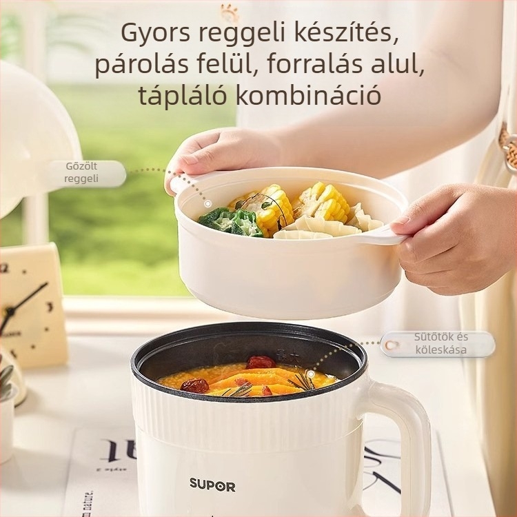 Elektronikus forróedény, kerek formájú főzőedény, kapacitás legfeljebb 2 L, forgó gombos vezérlés, melegen tartás, 1 belső edény, 2–3 személy számára
