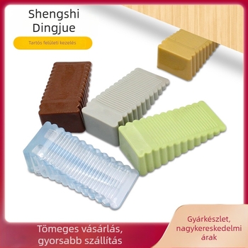 Padlóra szerelt gumiból készült ajtóstopper, modell 46119125, szélálló, ütközés- és csípés elleni védelem, kézi működtetés, modern minimális stílus