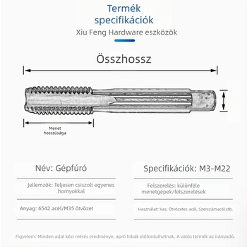 Rozsdamentes acél gépi menetfúró — titán bevonat, kobalttartalom