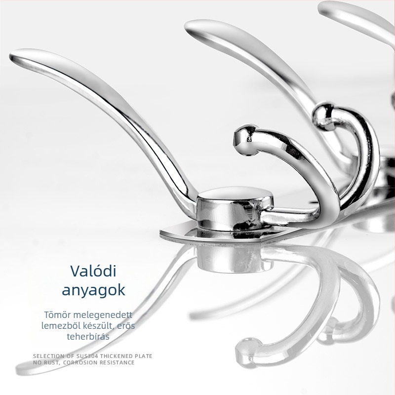 Több soros falra szerelhető akasztó rozsdamentes acélból, fürdőszobai, modern stílus