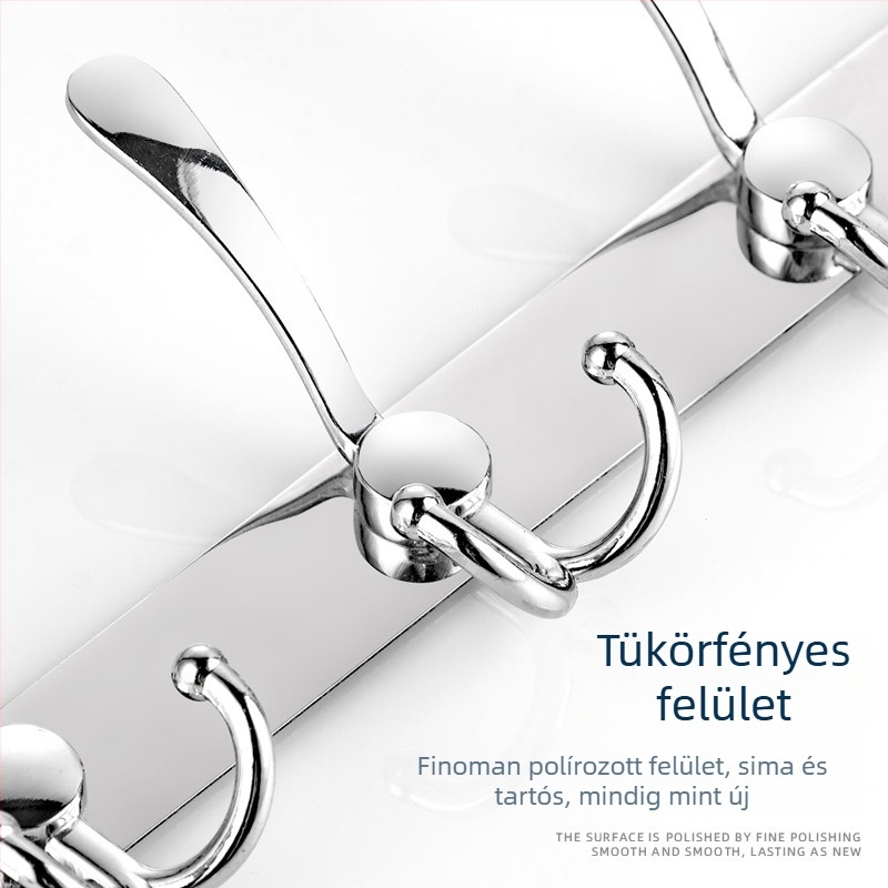 Több soros falra szerelhető akasztó rozsdamentes acélból, fürdőszobai, modern stílus