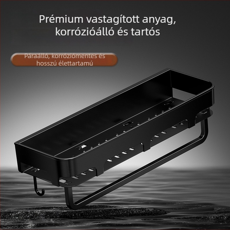 Fali fürdőszobai tároló, három szintű, minimalista kialakítás, PP anyag, terhelhetőség 5-10 kg