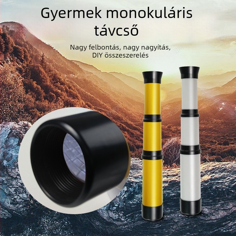 Gyerekeknek szóló kültéri monokuláris teleszkóp: műanyag optika, zoom, HD minőség, háromrészes cső, kalóz stílus