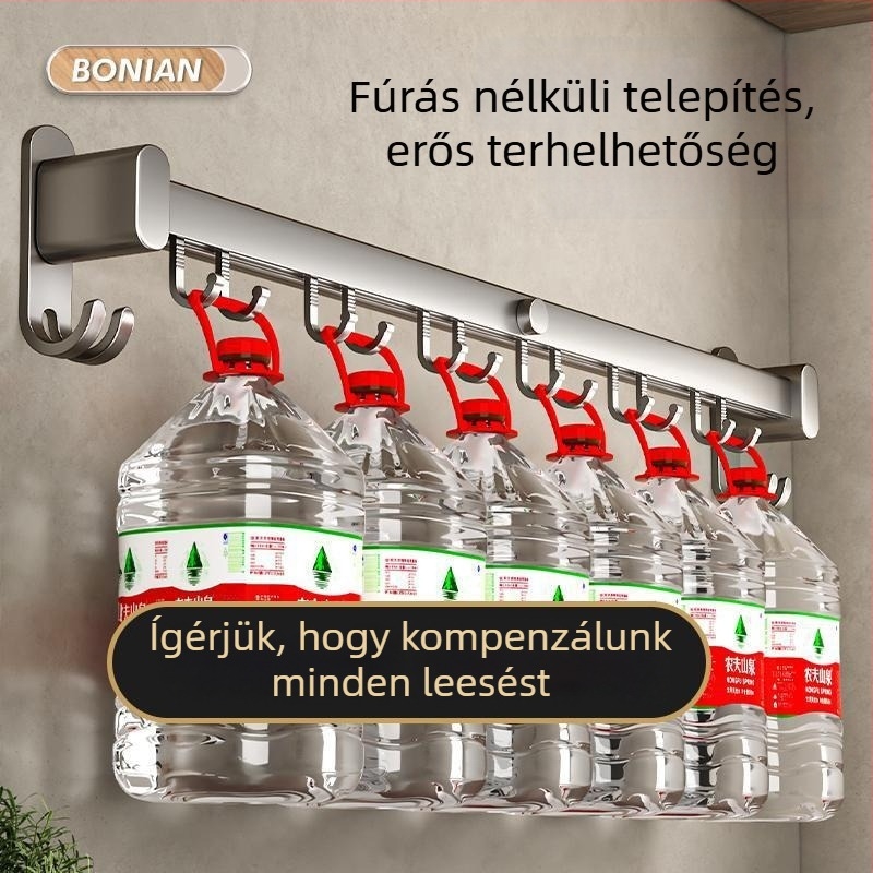 Műanyag konyhai falra szerelhető akasztópolc, telepítés nélkül – spatula, kanál és kés tárolására
