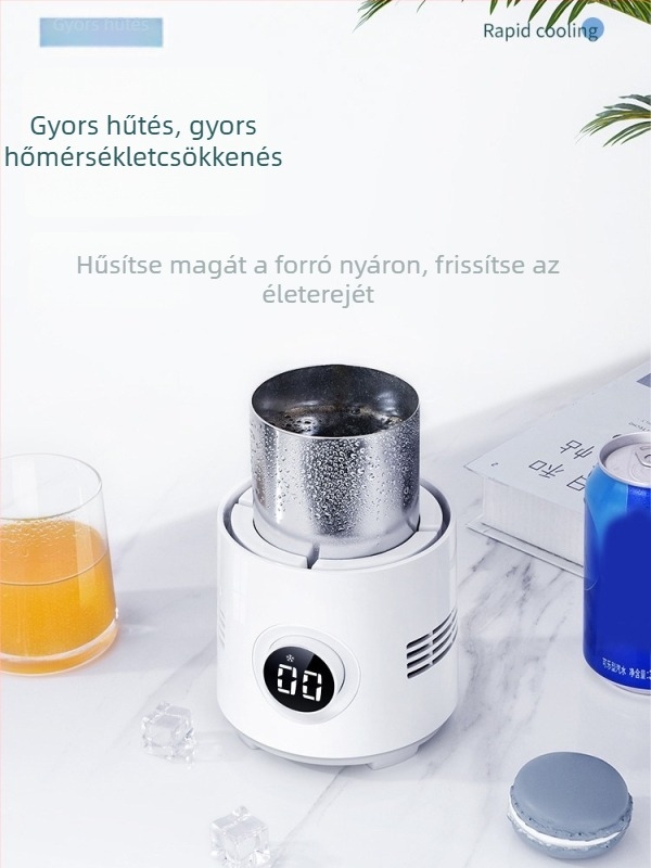 Mini hordozható italhűtő pohár, Ice Boy modell, DC tápegység 220V