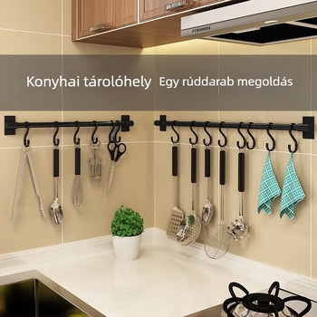 Főzőkonyha falra szerelhető fúrás nélküli akasztó és vágódeszka tartó — Rosie, Space Aluminum, modern dizájn, modell Paragraph A