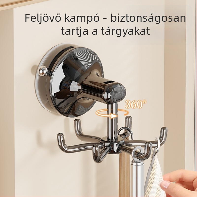 Forgatható falra szerelhető vákuumos eszközök tárolója — PET anyag, modern minimalista stílus, több mint három akasztó, teherbírás 0–1 kg
