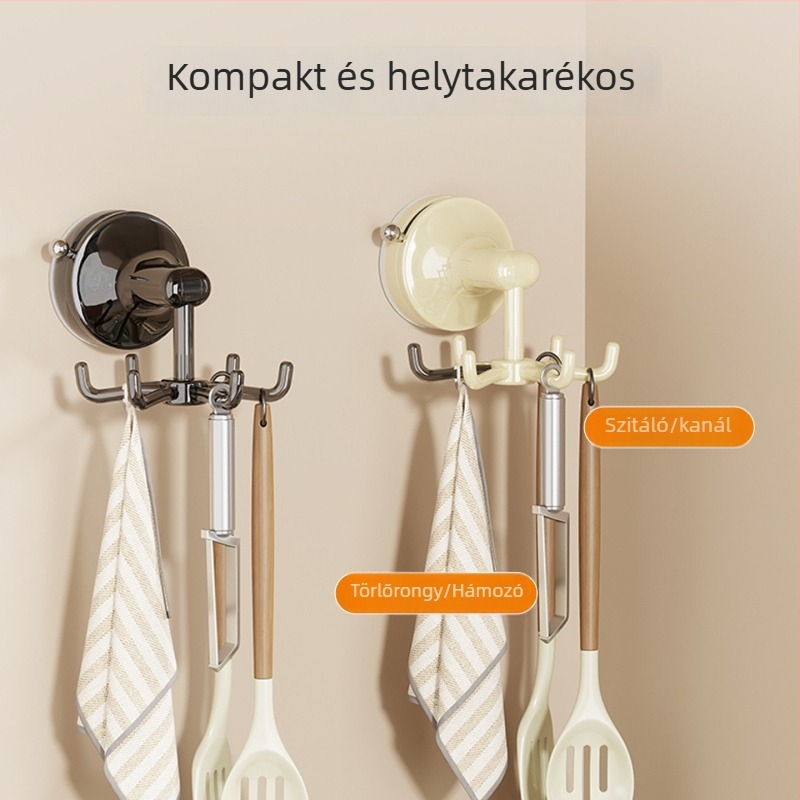 Forgatható falra szerelhető vákuumos eszközök tárolója — PET anyag, modern minimalista stílus, több mint három akasztó, teherbírás 0–1 kg