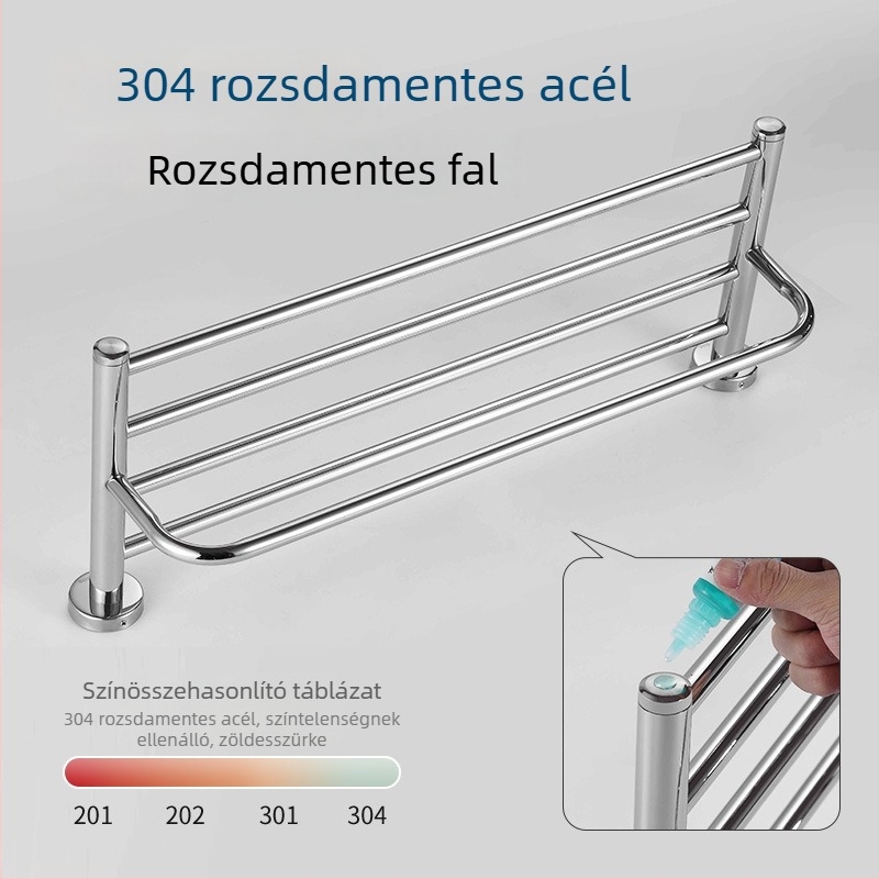 Baiyu 5 részes rozsdamentes acél törölközőtartó készlet, modern minimalista fürdőszoba stílus, fényes felület