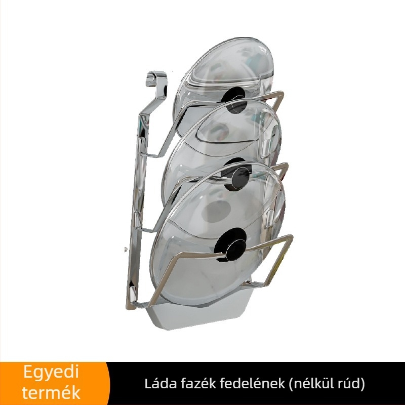 Fali konyhai tároló rozsdamentes acélból, sokoldalú, téglalap alakú, összecsukható kivitel, pálcikák, edények, fűszerek és fedők tárolására