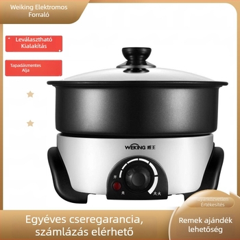 Szetválasztott elektromos forrófazék, 4–5 L, rozsdamentes acél test, <800W, többfunkciós: sütés, főzés, párolás, dinsztelés és hot pot; hőmérséklet-szabályozó