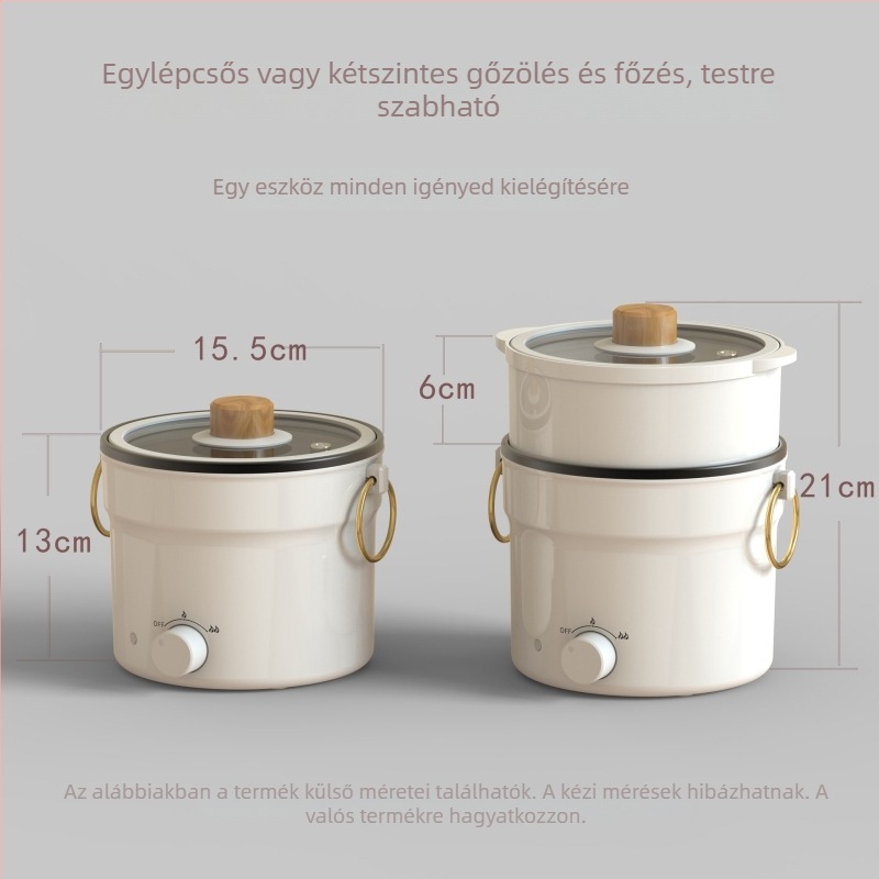 Mini elektromos főzőedény egyetemi kollégiumhoz, 2 L kapacitás, 1 személyes használatra, belső edény antiadhéziós bevonattal, forgó gombos vezérlés, modell DZG-3501, Kitchen Leader