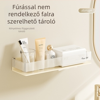 Qu na által gyártott műanyag fürdőszobai falra szerelhető polc, polírozott felülettel, teherbírás 5–10 kg, 1 réteg