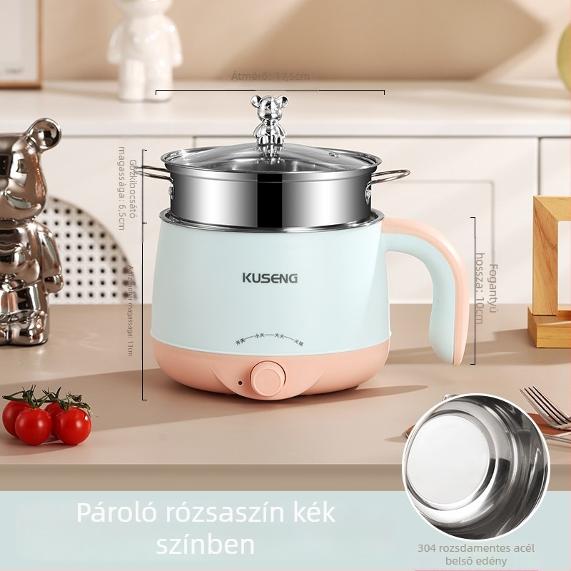 Elektromos főzőedény mindent egyben kollégiumhoz, kétszintes rozsdamentes acél belső, 2 L kapacitás, forgókapcsolós vezérlés, modell sc-180a