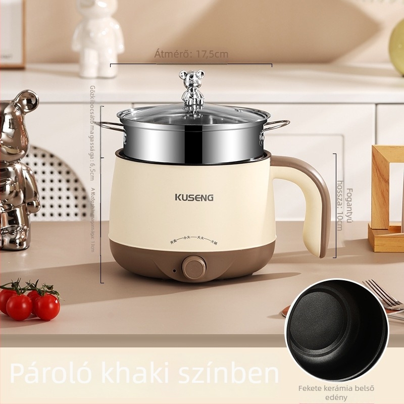 Elektromos főzőedény mindent egyben kollégiumhoz, kétszintes rozsdamentes acél belső, 2 L kapacitás, forgókapcsolós vezérlés, modell sc-180a