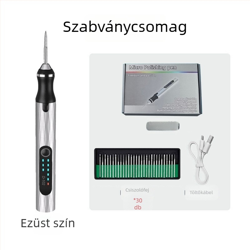 Mini elektromos maró készlet újratölthető lítiumakkumulátorral, gravíró tollal diófa faragáshoz – minden egyben a csiszoláshoz és polírozáshoz: 30 000 rpm, 5 sebesség, 12 órás akkumulátor-élettartam, töltési idő 0,5–1 óra