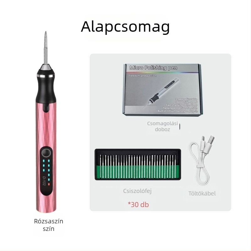 Mini elektromos maró készlet újratölthető lítiumakkumulátorral, gravíró tollal diófa faragáshoz – minden egyben a csiszoláshoz és polírozáshoz: 30 000 rpm, 5 sebesség, 12 órás akkumulátor-élettartam, töltési idő 0,5–1 óra