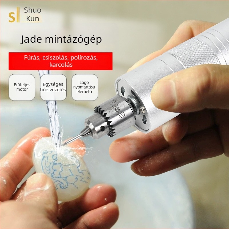 Shuokun Nagy teljesítményű kézi elektromos csiszoló- és gravíró készülék nefrit polírozásához és gravírozásához, hálózati tápellátás, 50V max, alkalmas nefrithez, fához, fémhez, műanyaghoz és DIY projektekhez