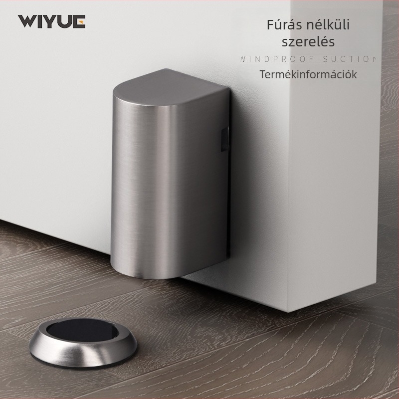 Fúrás nélküli ajtóstopper – ütközésgátló, láthatatlan, mágneses, padlóra szerelhető, modell TT-160, cinkötvözet, elektroplatálás, kézi működtetés, modern egyszerű stílus
