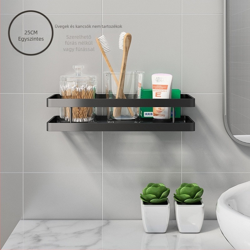 Fali fürdőszobai tárolópolc szénacélból, felületét műanyag bevonattal, 20 kg terhelhetőség, modell J011, Shengbei