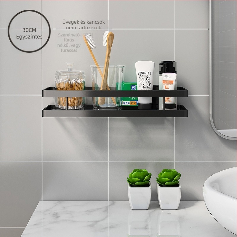 Fali fürdőszobai tárolópolc szénacélból, felületét műanyag bevonattal, 20 kg terhelhetőség, modell J011, Shengbei