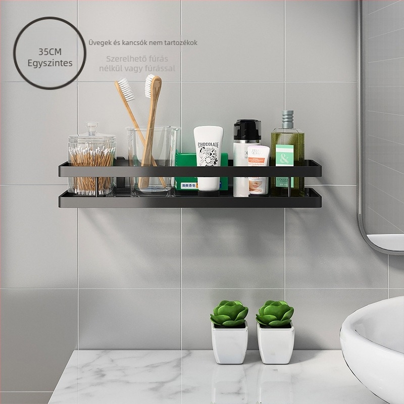 Fali fürdőszobai tárolópolc szénacélból, felületét műanyag bevonattal, 20 kg terhelhetőség, modell J011, Shengbei