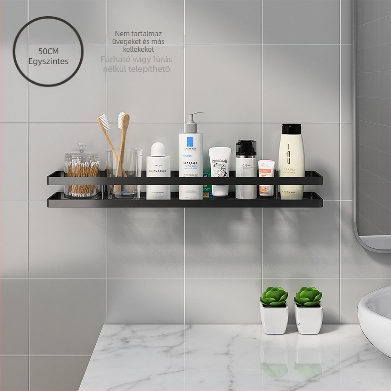 Fali fürdőszobai tárolópolc szénacélból, felületét műanyag bevonattal, 20 kg terhelhetőség, modell J011, Shengbei