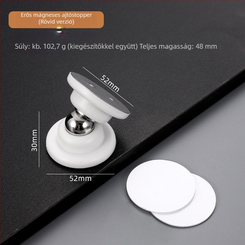 Mágneses, hangtalan ajtóstopper műanyag‑acélból — Modell No-punch; Anyag: műanyag‑acél; Szerelés: fal típus Ct-01; Működtetés: manuális; Stílus: modern minimál.