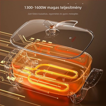 Elektromos forróedény 9 L kapacitással, 1200–1500 W, belső tartály orvosi kőből, szárazság elleni funkció