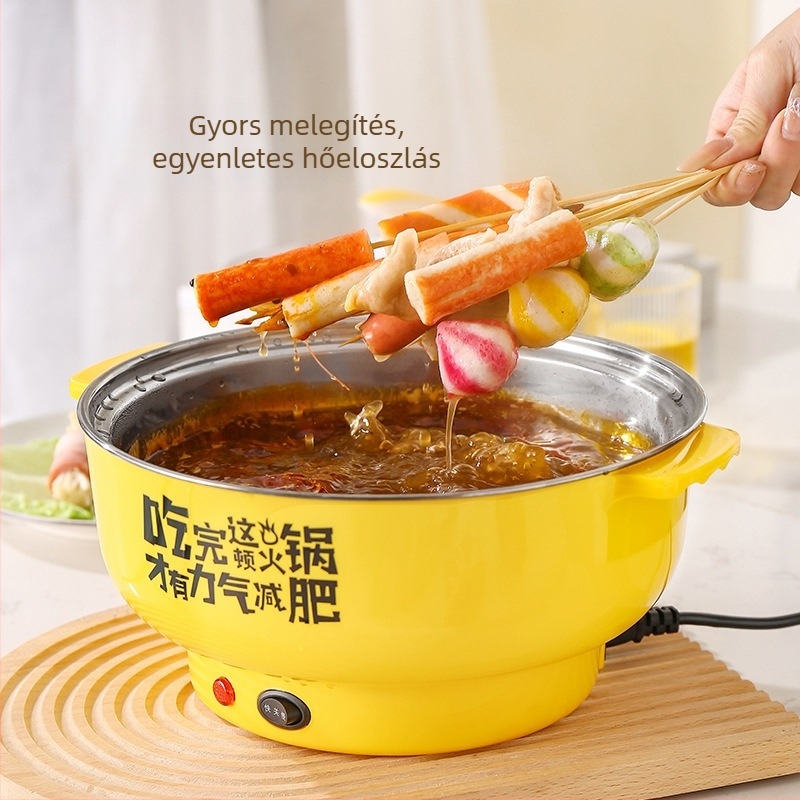 Elektromos forró fazék, belső edény rozsdamentes acélból, 2–3 liter kapacitás, szárazodás elleni funkció, teljesítmény legfeljebb 800 W