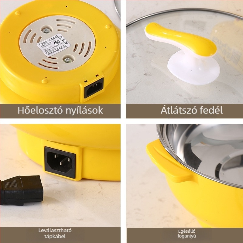 Elektromos forró fazék, belső edény rozsdamentes acélból, 2–3 liter kapacitás, szárazodás elleni funkció, teljesítmény legfeljebb 800 W