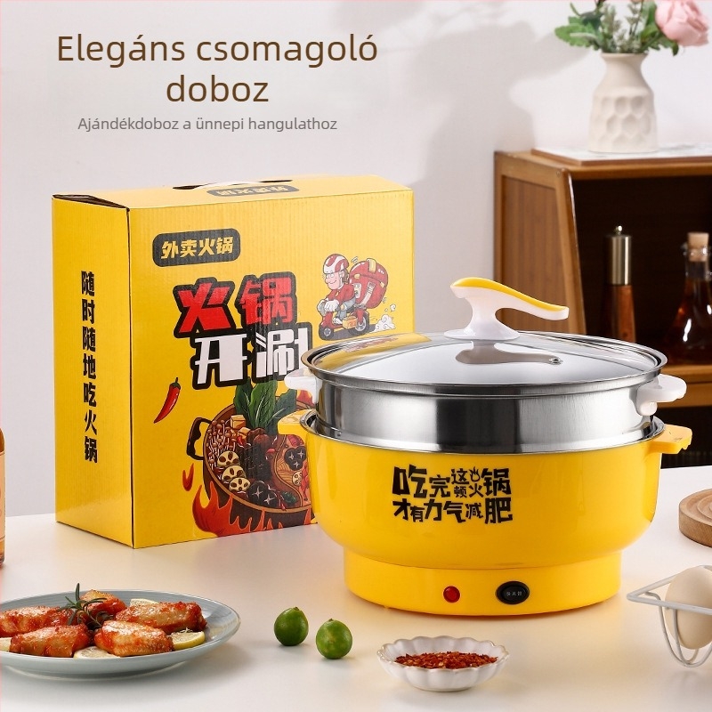 Elektromos forró fazék, belső edény rozsdamentes acélból, 2–3 liter kapacitás, szárazodás elleni funkció, teljesítmény legfeljebb 800 W