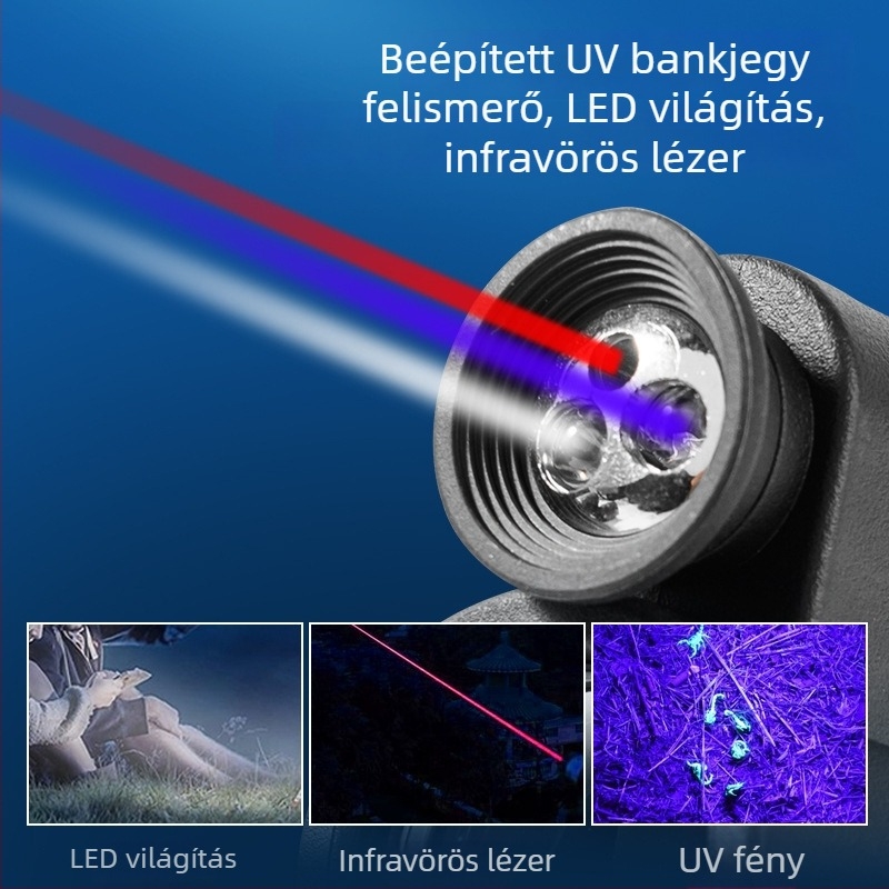 Gumírozott ütésálló binokuláris, kilépő pupilla 1–5 mm, márka Unique