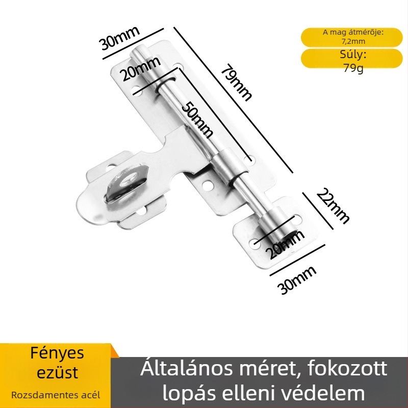 Rozsdamentes acél ajtózár - balra/jobbra csap, felületi szerelés, Modell 189, Típus A