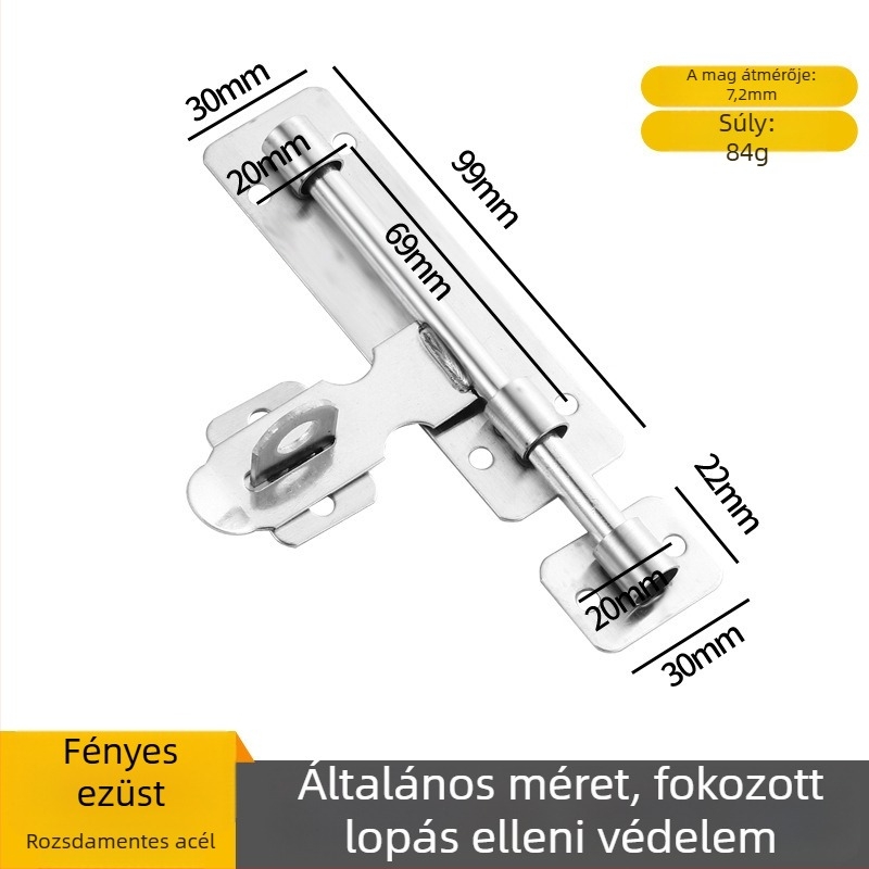 Rozsdamentes acél ajtózár - balra/jobbra csap, felületi szerelés, Modell 189, Típus A