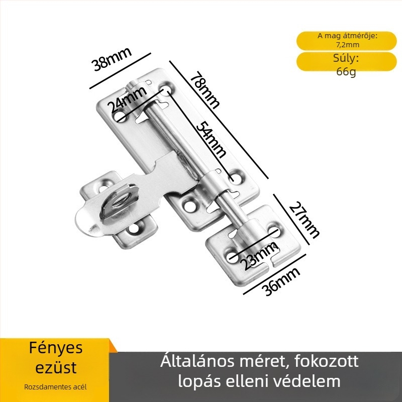 Rozsdamentes acél ajtózár - balra/jobbra csap, felületi szerelés, Modell 189, Típus A