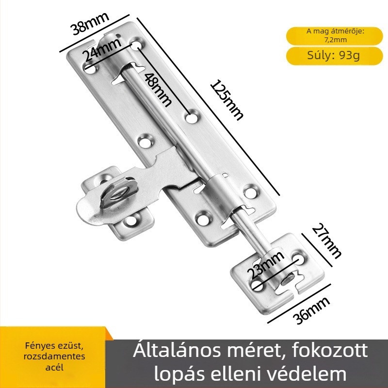 Rozsdamentes acél ajtózár - balra/jobbra csap, felületi szerelés, Modell 189, Típus A
