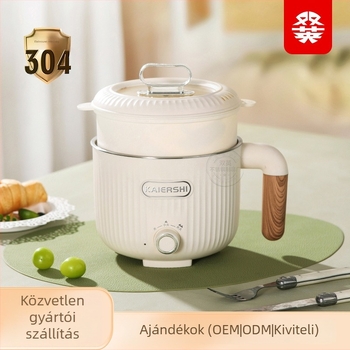 Elektromos főzőedény, kapacitás legfeljebb 2 L, egy személyes használatra, kettős rétegű kialakítás, belső 304 rozsdamentes acél és tapadásmentes bevonat, gombos vezérlés, gyors gőzölés