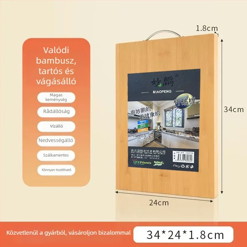 Miaopeng bambusz vágódeszka, penészmentes és antibakteriális, dupla oldalú, nagy méretű, vastított