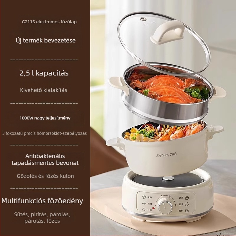 Joyoung elektromos főzőedény, 2,5 L – integrált elektromos forró edény, többfunkciós gőzölő HG25-G211S